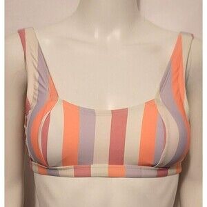 Mynah Striped Print Bikini Swimsuit Top - Size XS